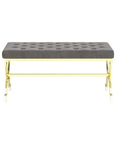 Banc 99 cm Gris Velours et acier inoxydable