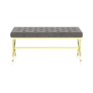 Banc 99 cm Gris Velours et acier inoxydable