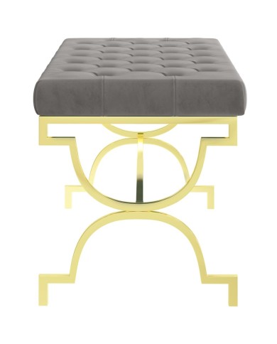Banc 99 cm Gris Velours et acier inoxydable