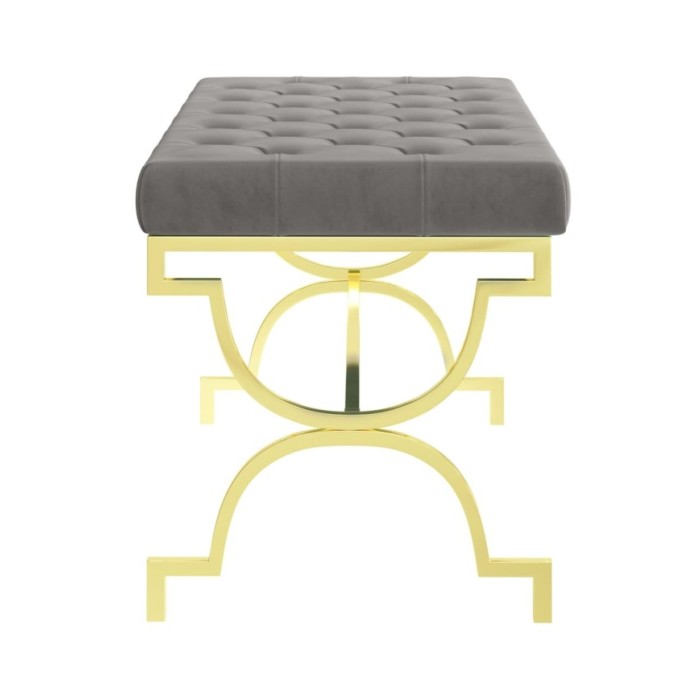Banc 99 cm Gris Velours et acier inoxydable