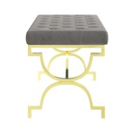Banc 99 cm Gris Velours et acier inoxydable
