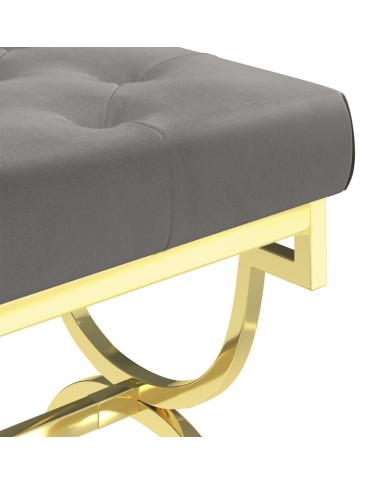 Banc 99 cm Gris Velours et acier inoxydable