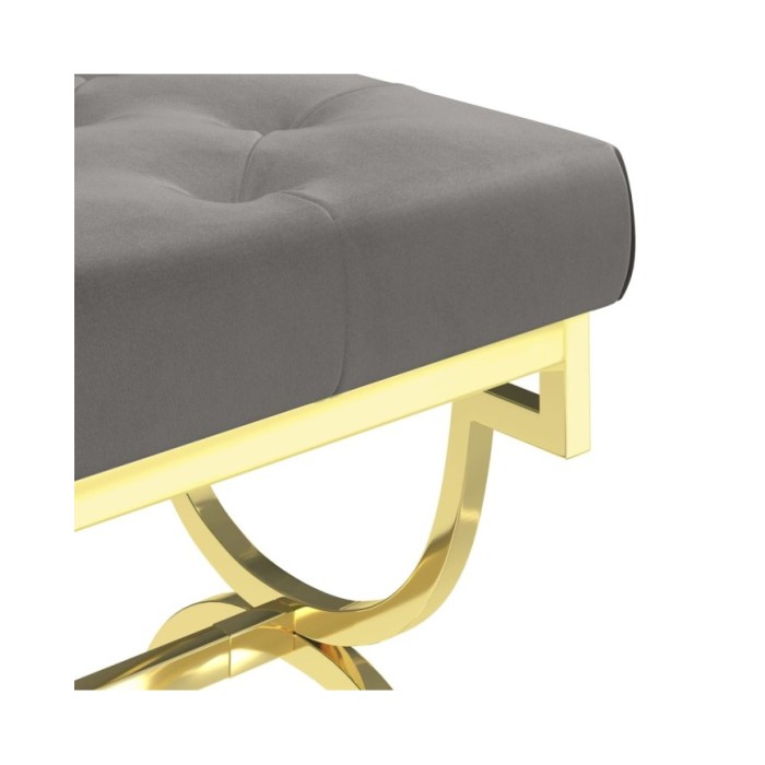 Banc 99 cm Gris Velours et acier inoxydable