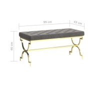 Banc 99 cm Gris Velours et acier inoxydable