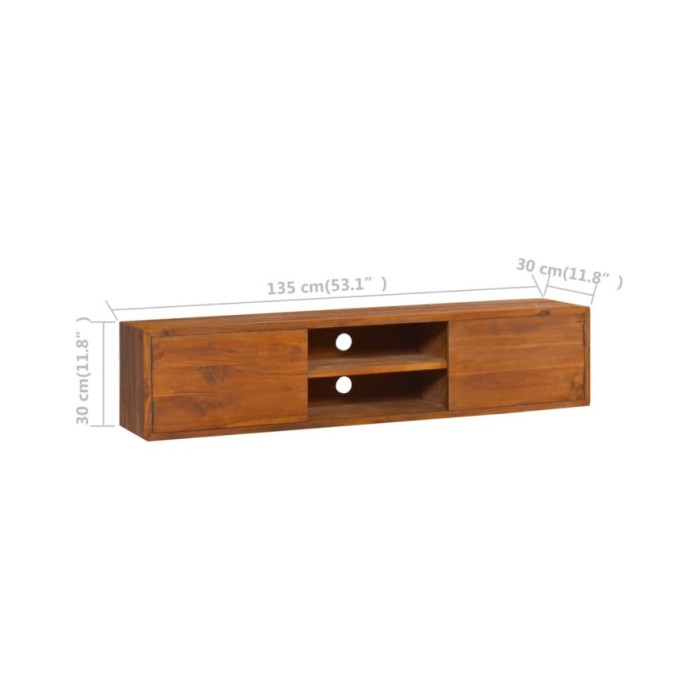 Meuble TV mural 135x30x30 cm Bois de teck massif