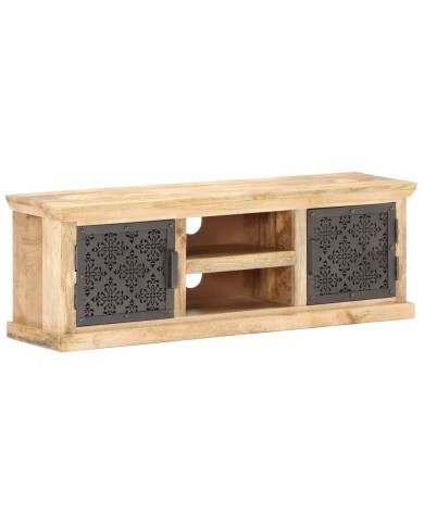 Meuble TV avec portes en acier 120x30x40 cm Bois de manguier