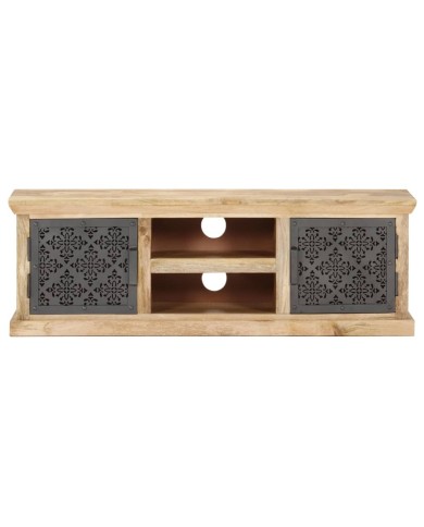 Meuble TV avec portes en acier 120x30x40 cm Bois de manguier