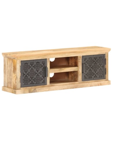Meuble TV avec portes en acier 120x30x40 cm Bois de manguier