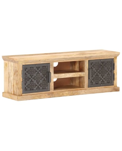 Meuble TV avec portes en acier 120x30x40 cm Bois de manguier