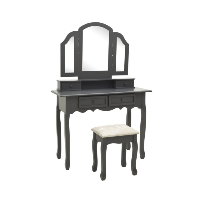 Ensemble de coiffeuse avec tabouret Gris 100x40x146cm Paulownia