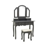 Ensemble de coiffeuse avec tabouret Gris 100x40x146cm Paulownia