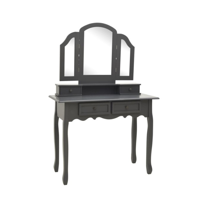 Ensemble de coiffeuse avec tabouret Gris 100x40x146cm Paulownia