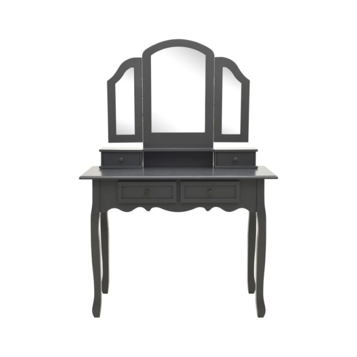 Ensemble de coiffeuse avec tabouret Gris 100x40x146cm Paulownia