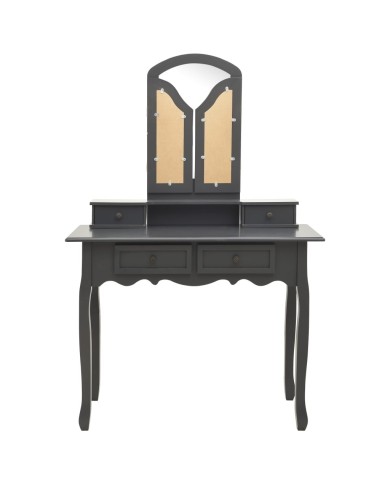 Ensemble de coiffeuse avec tabouret Gris 100x40x146cm Paulownia