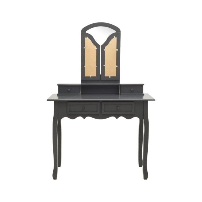 Ensemble de coiffeuse avec tabouret Gris 100x40x146cm Paulownia