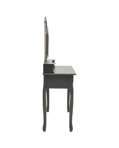 Ensemble de coiffeuse avec tabouret Gris 100x40x146cm Paulownia