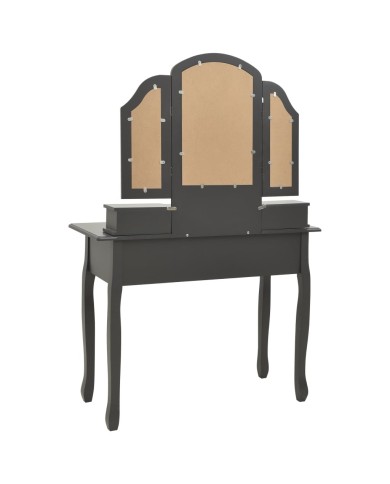 Ensemble de coiffeuse avec tabouret Gris 100x40x146cm Paulownia