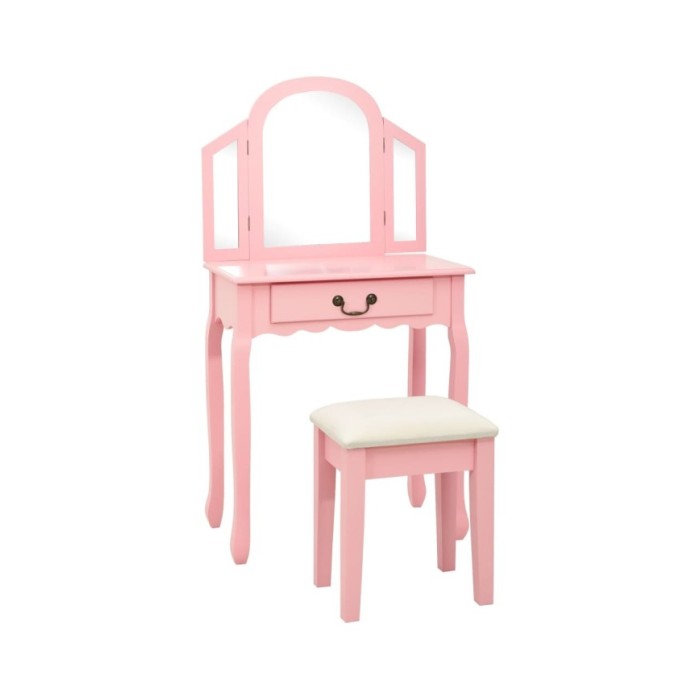 Coiffeuse et tabouret Rose 65x36x128 cm Bois de paulownia MDF