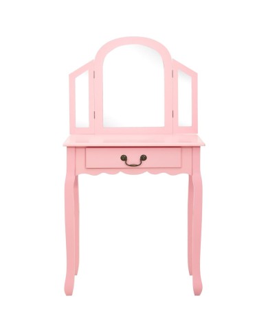 Coiffeuse et tabouret Rose 65x36x128 cm Bois de paulownia MDF