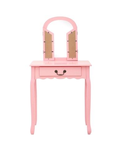 Coiffeuse et tabouret Rose 65x36x128 cm Bois de paulownia MDF