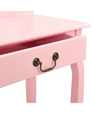 Coiffeuse et tabouret Rose 65x36x128 cm Bois de paulownia MDF