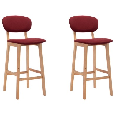 Tabourets de bar 2 pcs Rouge bordeaux Tissu