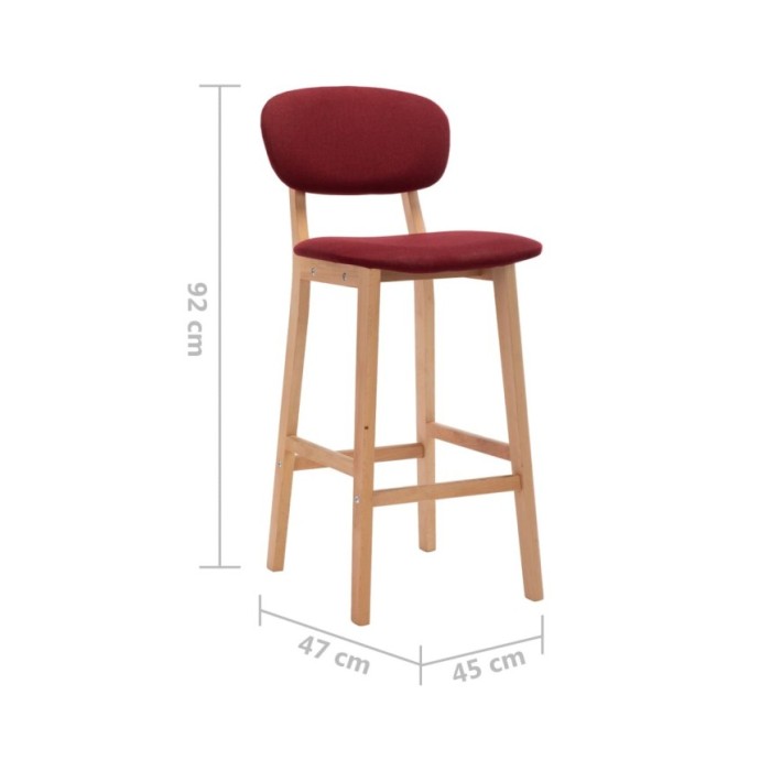 Tabourets de bar 2 pcs Rouge bordeaux Tissu