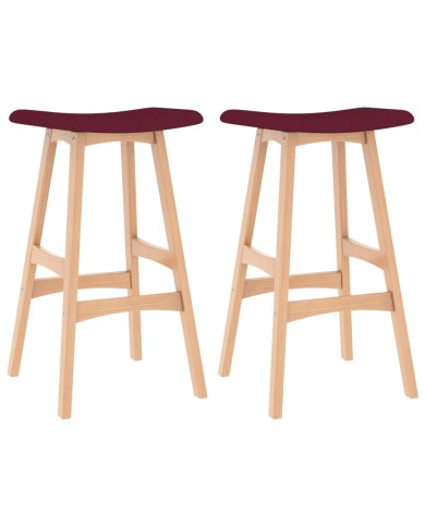 Tabourets de bar 2 pcs Rouge bordeaux Tissu 