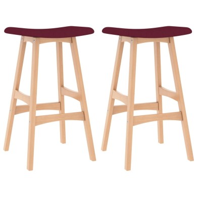 Tabourets de bar 2 pcs Rouge bordeaux Tissu 