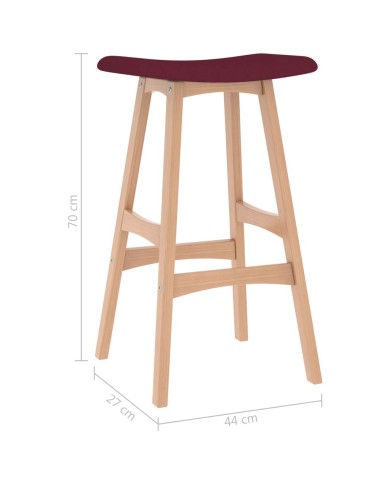 Tabourets de bar 2 pcs Rouge bordeaux Tissu 