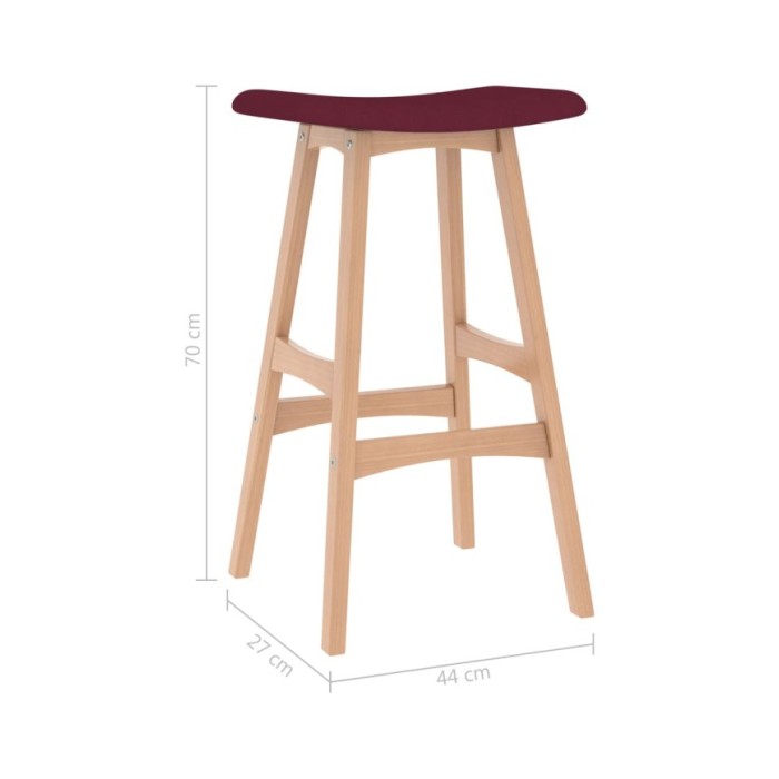 Tabourets de bar 2 pcs Rouge bordeaux Tissu 