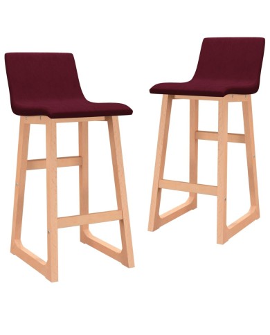 Tabourets de bar 2 pcs Rouge bordeaux Tissu