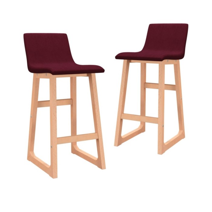 Tabourets de bar 2 pcs Rouge bordeaux Tissu