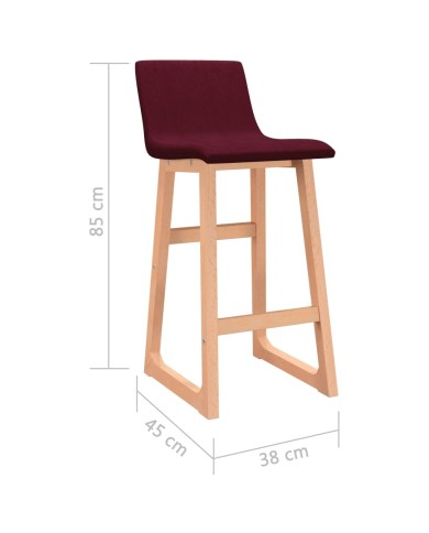 Tabourets de bar 2 pcs Rouge bordeaux Tissu