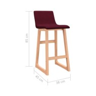 Tabourets de bar 2 pcs Rouge bordeaux Tissu