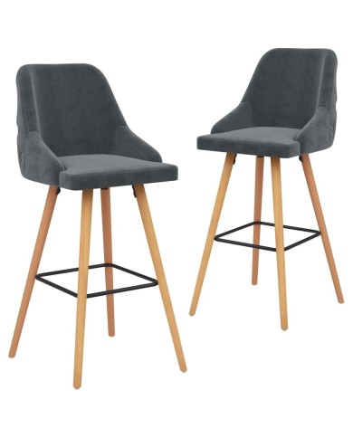 Chaises de bar 2 pcs Gris foncé Velours