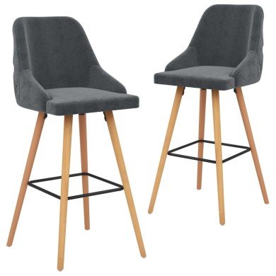 Chaises de bar 2 pcs Gris foncé Velours