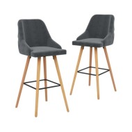 Chaises de bar 2 pcs Gris foncé Velours
