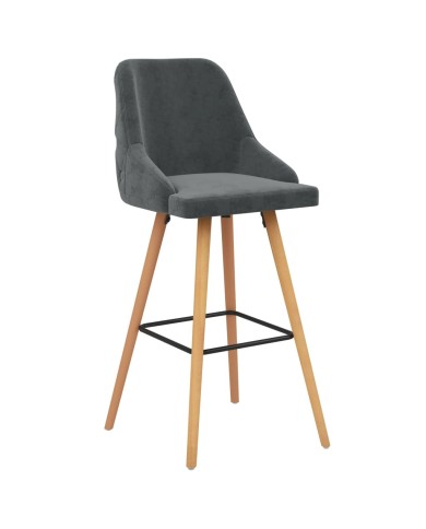 Chaises de bar 2 pcs Gris foncé Velours