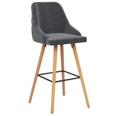 Chaises de bar 2 pcs Gris foncé Velours