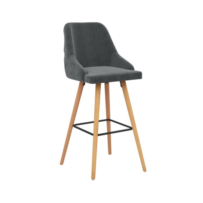 Chaises de bar 2 pcs Gris foncé Velours