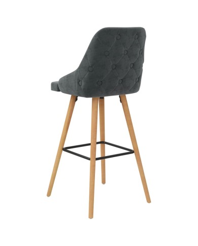 Chaises de bar 2 pcs Gris foncé Velours