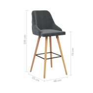 Chaises de bar 2 pcs Gris foncé Velours
