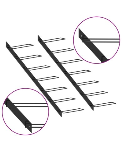 Casiers à bouteilles muraux pour 14 bouteilles 2 pcs Noir Métal