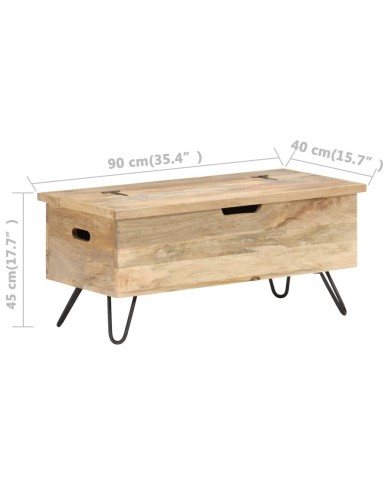 Coffre 90x40x45 cm Bois solide de manguier