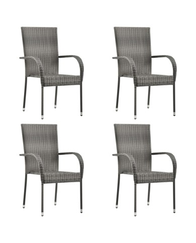 Chaises empilables d'extérieur 4 pcs Gris Résine tressée