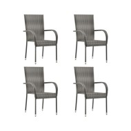 Chaises empilables d'extérieur 4 pcs Gris Résine tressée