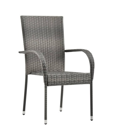 Chaises empilables d'extérieur 4 pcs Gris Résine tressée