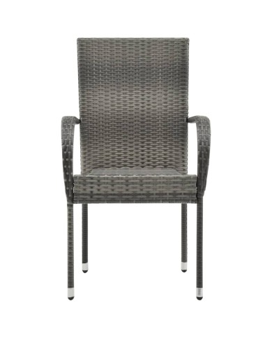 Chaises empilables d'extérieur 4 pcs Gris Résine tressée