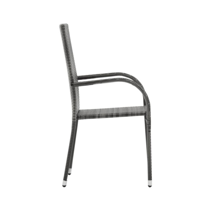 Chaises empilables d'extérieur 4 pcs Gris Résine tressée